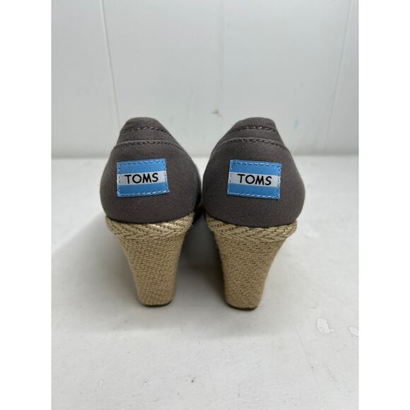 TOMS ASH GRAY “CALYPSO” ESPADRILLE SLIP ON CANVAS COMFORT WEDGE WOMENS 8.5 NWOB - Picture 3 of 7